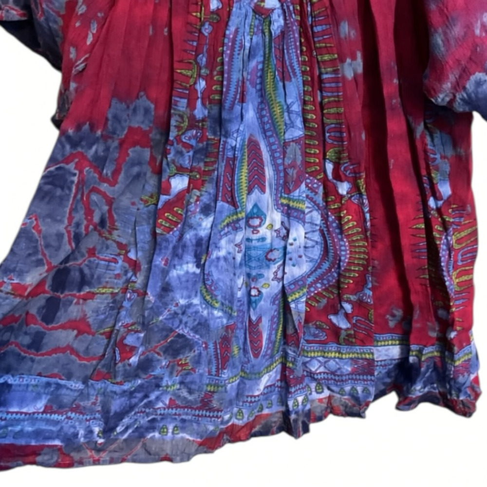Greater Good Boho Tie Dye Blouse S/M Viscose Flowy Festival Tunic Top - Picture 7 of 9